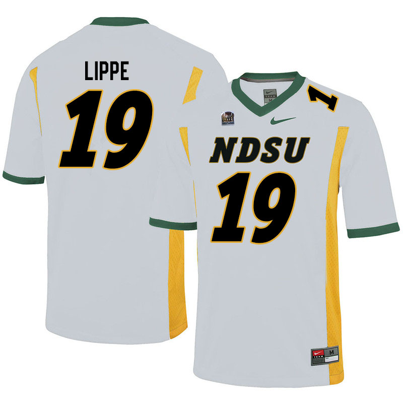 Men #19 Jake Lippe North Dakota State Bison College Football Jerseys Sale-White